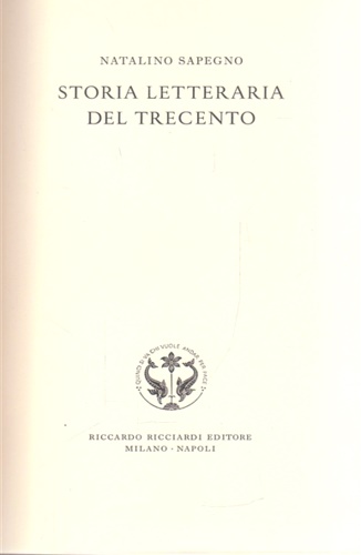 Storia letteraria del Trecento.