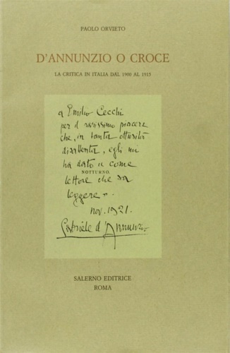 9788884020024-D'Annunzio o Croce. La critica in Italia dal 1900 al 1915.