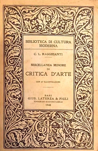 Miscellanea minore di Critica d'arte.