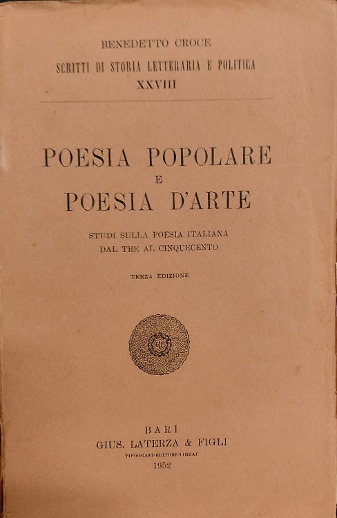 Poesia popolare e poesia d'arte. Studi sulla poesia italiana dal Tre al Cinquece