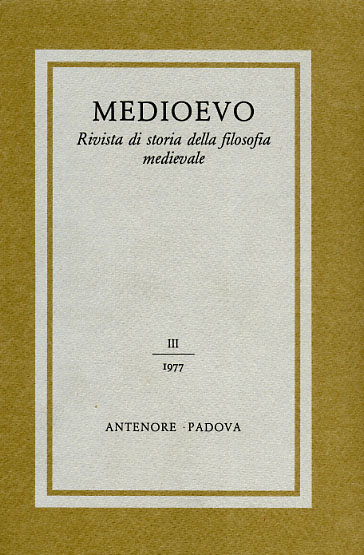 Medioevo. Rivista di storia della filosofia medievale. III (1977).