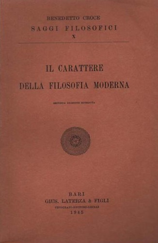 Il carattere della filosofia moderna.