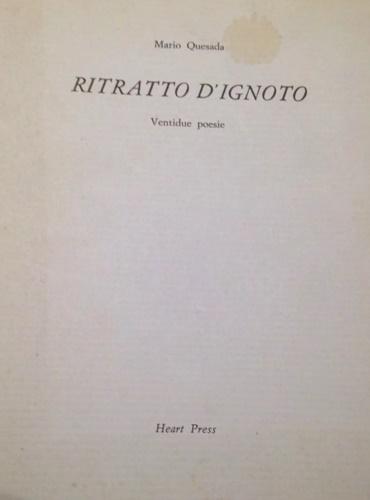 Ritratto d'ignoto. Ventidue poesie (1975-1980).