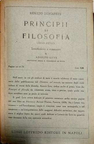 Principi di filosofia. Libro Primo.