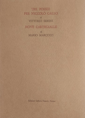 Tre poesie per Niccolò Gallo.