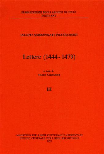Lettere 1444-1479. Vol.III. Lettere: Pontificato di Sisto IV (466-987), Tavola d