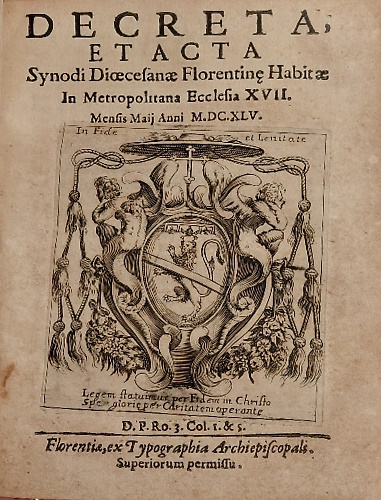 Decreta, et acta Synodi Dioecesanae Florentine Habitae in Metropolitana Ecclesia
