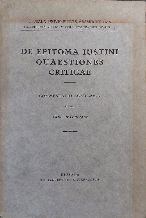 De Epitoma Iustini quaestiones criticae. Commentatio academica.