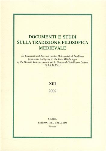9788887027297-Documenti e Studi sulla tradizione filosofica medievale. vol.XIII,2002.
