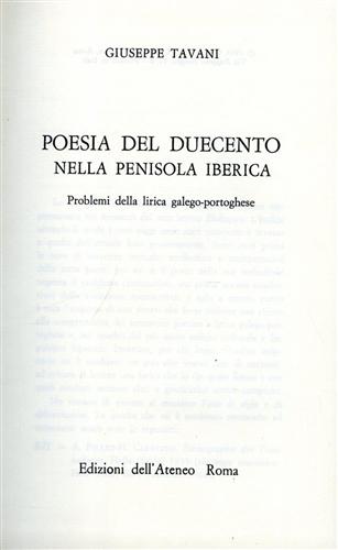 Poesia del Duecento nella Penisola iberica. Problemi della lirica galego-portogh