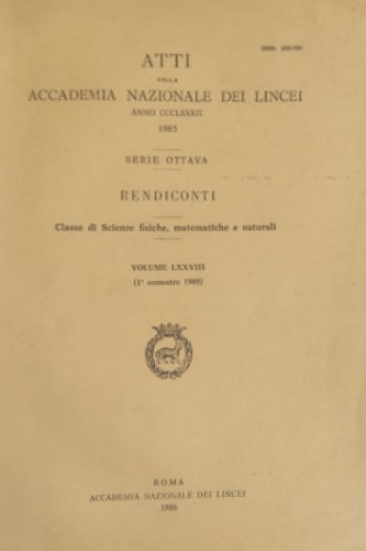 Rendiconti. Vol.LXXVIII, I semestre 1985.