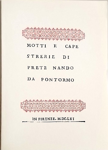 Motti e Capestrerie di Prete Nando da Pontormo.