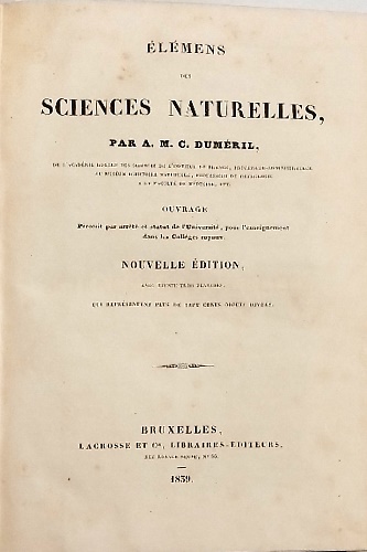 Elémens des sciences naturelles.