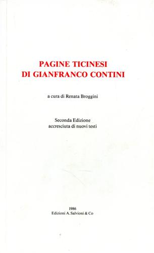 Pagine ticinesi di Gianfranco Contini.