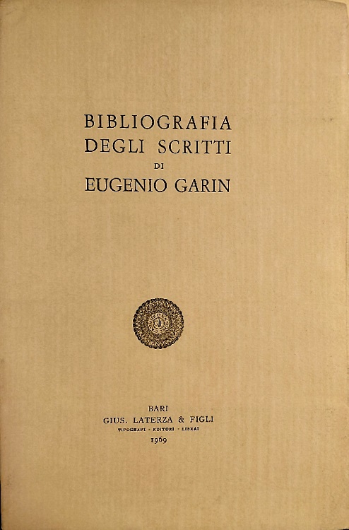 Bibliografia degli scritti. (1929-1969).