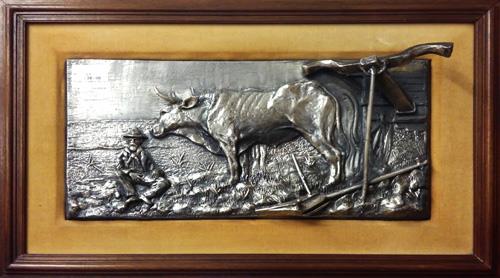 Riposo. Giovanni Fattori. Bassorilievo in argento 1000 realizzato dallo scultore