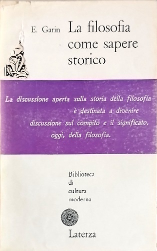 La filosofia come sapere storico.