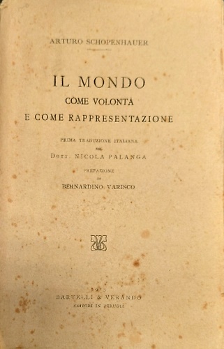 Il mondo come volontà e rappresentazione.