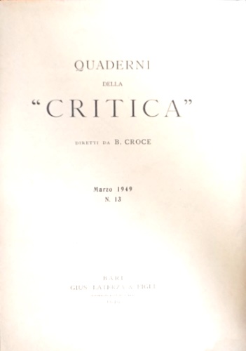 Quaderni della critica. 1949 n.13.