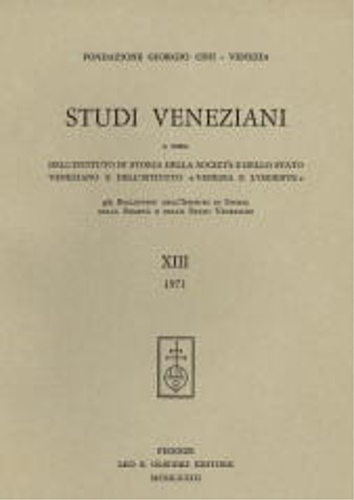 9788822223623-Studi Veneziani. Volume XIII 1971.