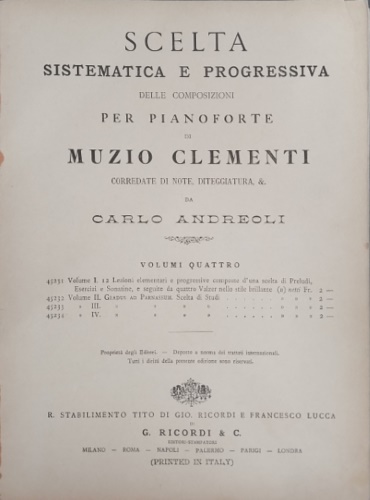 Scelta sistematica e progressiva delle composizioni per pianoforte.