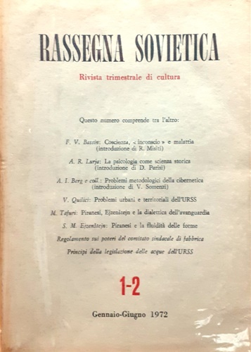 Rassegna Sovietica. Rivista trimestrale di cultura, n. 1-2. Gennaio - Giugno 197