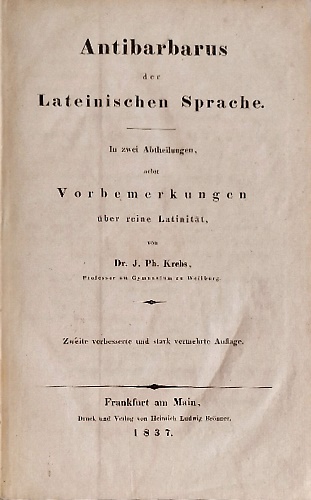 Antibarbarus der lateinischen sprache.