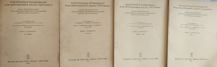 Vollstandige Konkordanz zum Griechischen Neun Testament. Band I.