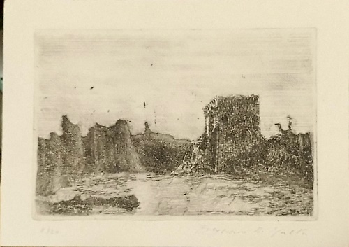 Paesaggio con rovine.