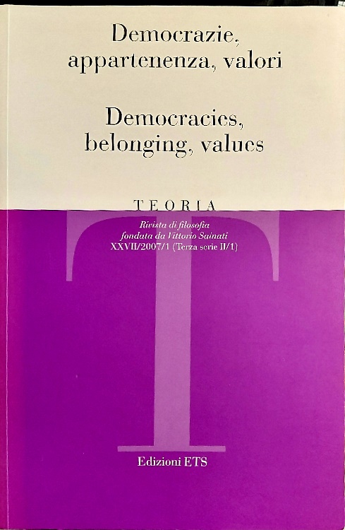 9788846718631-Teoria n. 27/07-1. Democrazie, appartenenza, valori.