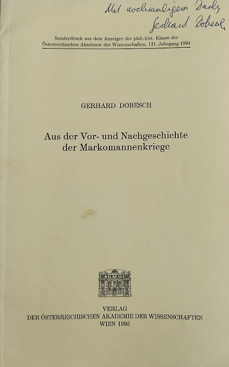 Aus der Vor- und Nachgeschichte der Markomannenkriege.
