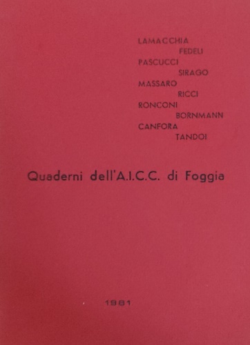 Quaderni dell' A.I.C.C. di Foggia.