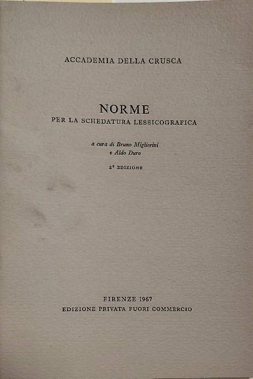 Norme per la schedatura lessicografia.