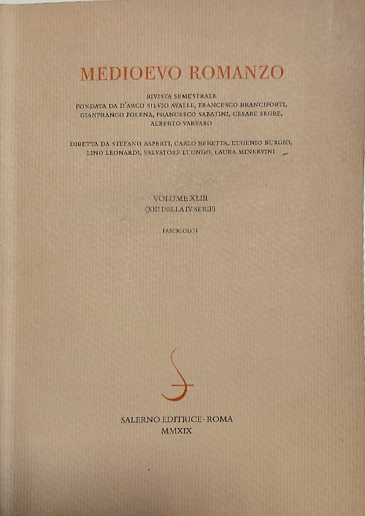 Medioevo Romanzo. Volume XLIII, fascicolo I.