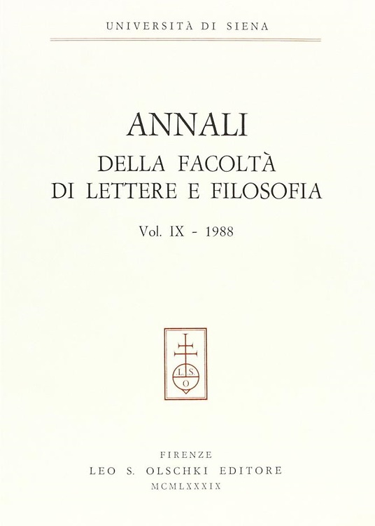9788822236333-Annali della Facoltà di Lettere e Filosofia dell'Università di Siena. Volume 9 -