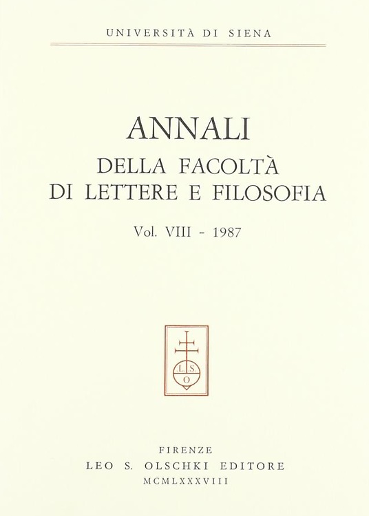 9788822235794-Annali della Facoltà di Lettere e Filosofia dell'Università di Siena. Volume 8 -