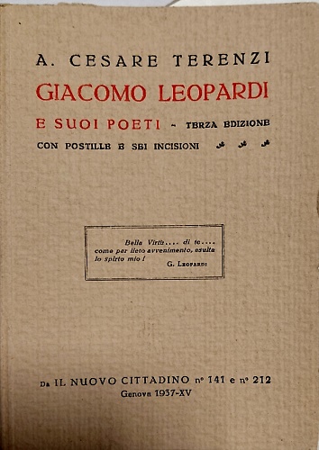 Giacomo Leopardi e i suoi poeti.