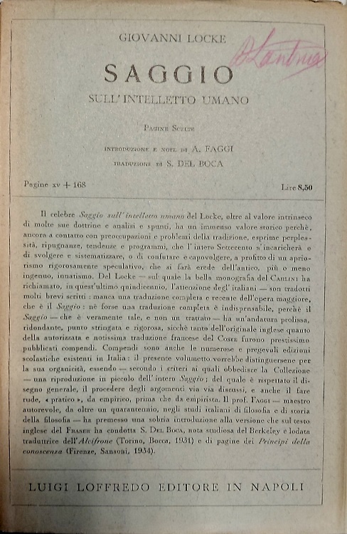 Saggio sull'intelletto umano.