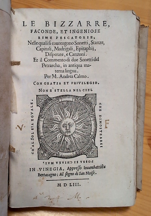 Le bizzarre, faconde, et ingeniose rime pescatorie. Nelle quali si contengono so