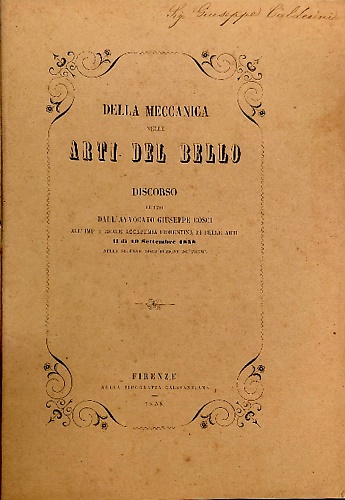Della meccanica nelle arti del bello discorso letto dall'avvocato Giuseppe Cosci