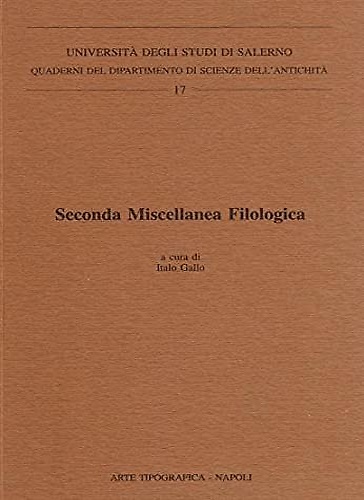 Seconda miscellanea filologica.