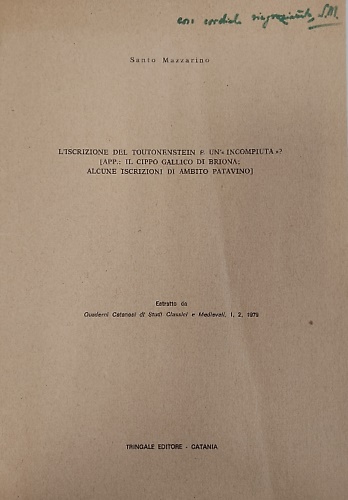 L'iscrizione del Toutonenstein è un' 