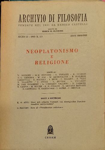 Neoplatonismo e religione.