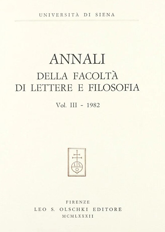 9788822230973-Annali della Facoltà di Lettere e Filosofia dell'Università di Siena. Volume III