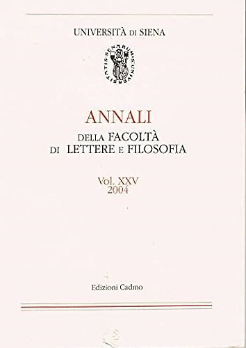 9788879232111-Annali della Facoltà di Lettere e Filosofia dell'Università di Siena, Volume XXV