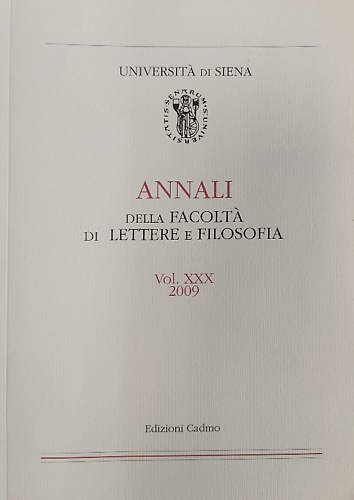 9788879234016-Annali della Facoltà di Lettere e Filosofia dell'Università di Siena, Volume XXX