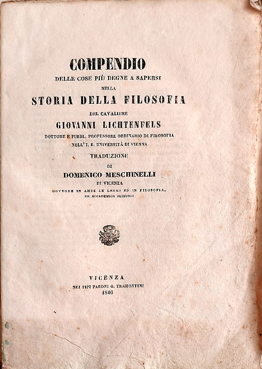 Compendio delle cose più degne a sapersi nella storia della filosofia.