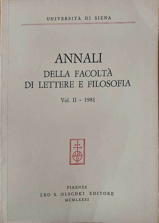 Annali della Facoltà di Lettere e Filosofia dell'Università di Siena. Volume II