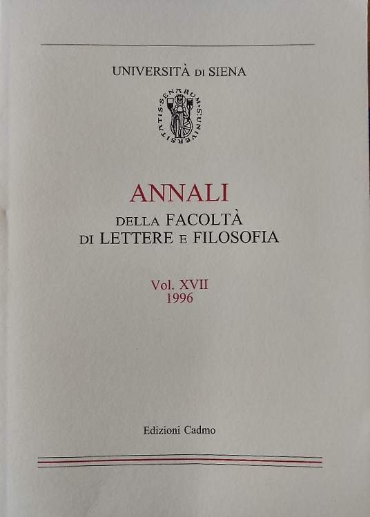 Annali della Facoltà di Lettere e Filosofia dell'Università di Siena. Volume XVI