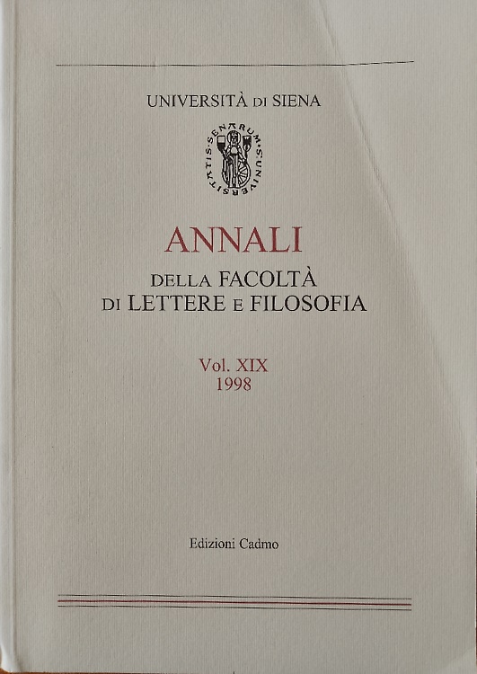 Annali della Facoltà di Lettere e Filosofia dell'Università di Siena, Vol.XIX 19